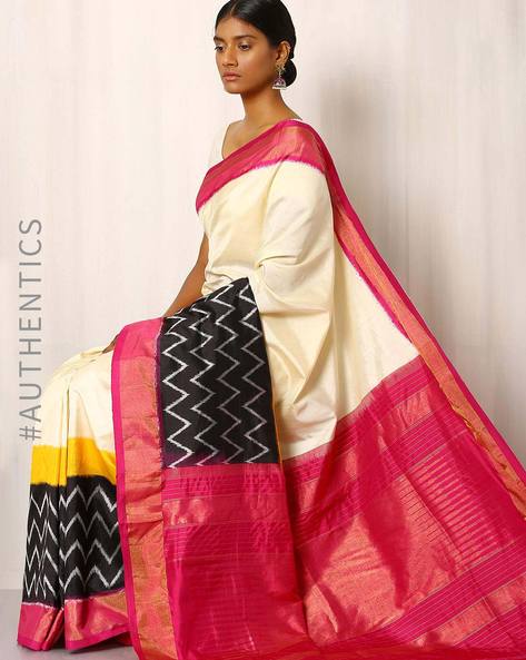 Buy Multicoloured Indie Picks Handwoven Pochampally Ikat Pure Silk ...