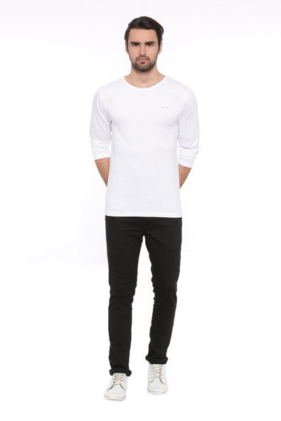 Buy White WITH Slim Fit Crew- Neck T-shirt | AJIO
