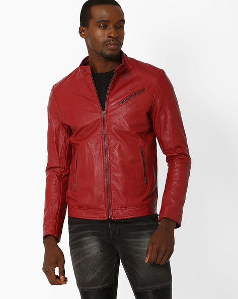 Buy Red Fort Collins Regular Fit Front-Zip Jacket | AJIO